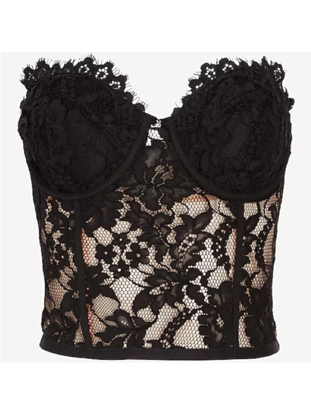 Express Black Lace Bustier Corset Top Strapless